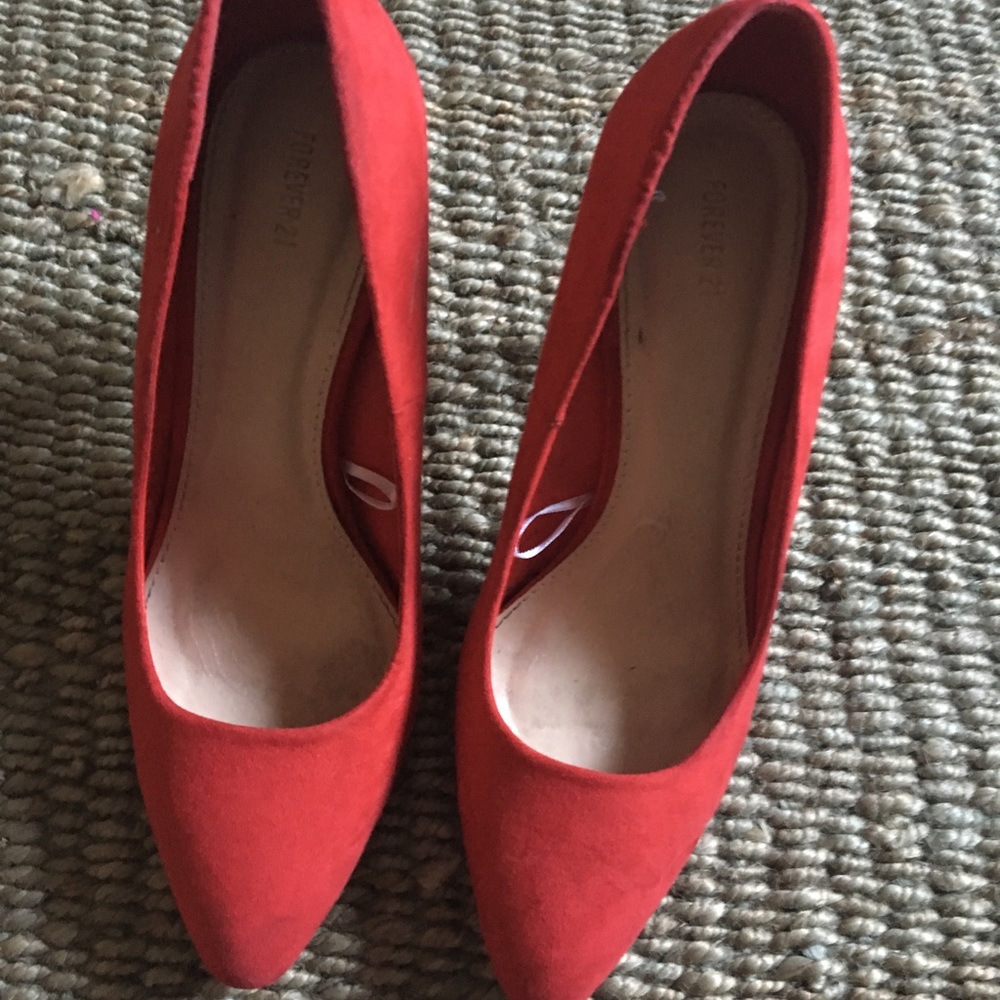 Forever21 Faux Suede Red Heels 👠